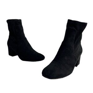 Kenneth Cole Women's Black Nikki Leather Suede Heeled Booties Sz 8M